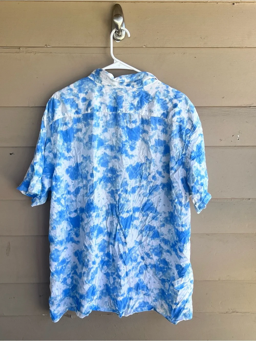 Levi's Blue and White Tie-dye Relaxed Fit Short Sleeve Button Down Shirt XL